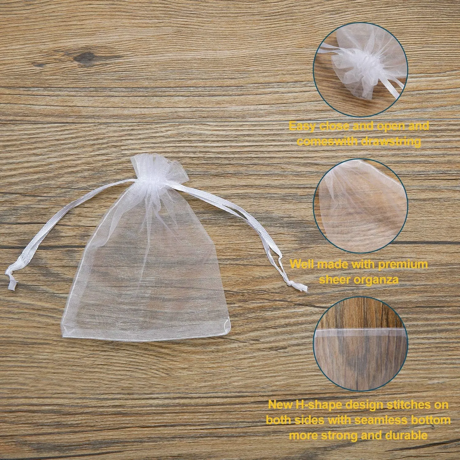 100 Pcs Organza Bags 34 Inches, Mixed Color Sheer Organza Gift Bags with Drawstring, Jewelry Favor Pouches Christmas Candy Wedding Birthday Party Bags