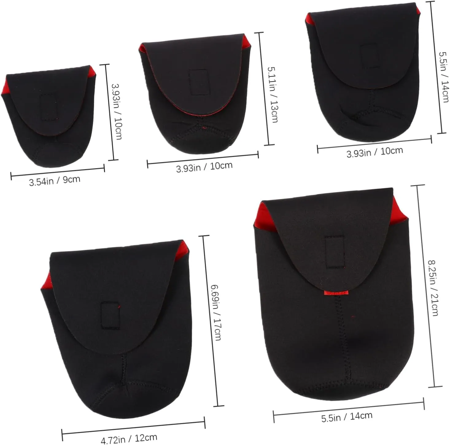 2sets 5pcs Neoprene Camera Lens Pouch Shockproof Protective Case for Dslr Lens Accessories Secure Transport with Belt Loop Clip 5pcs*2