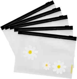 5PCS Daisy Storage Bags Translucent Zipper Bags Clear Zipper Pouches Mini Travel Toiletry Bag Zipper Pocket Pouch Plastic Cosmetic Bags for Women