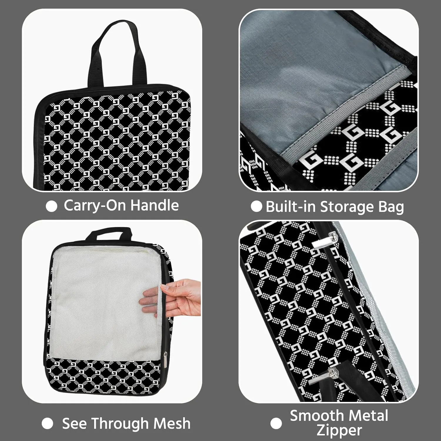 7 Pcs Compression Packing Cubes for Travel, Waterproof Suitcase Luggage Backpack Organizer with Toiletry Bag Travel Essentials for Women/Men-Plaid