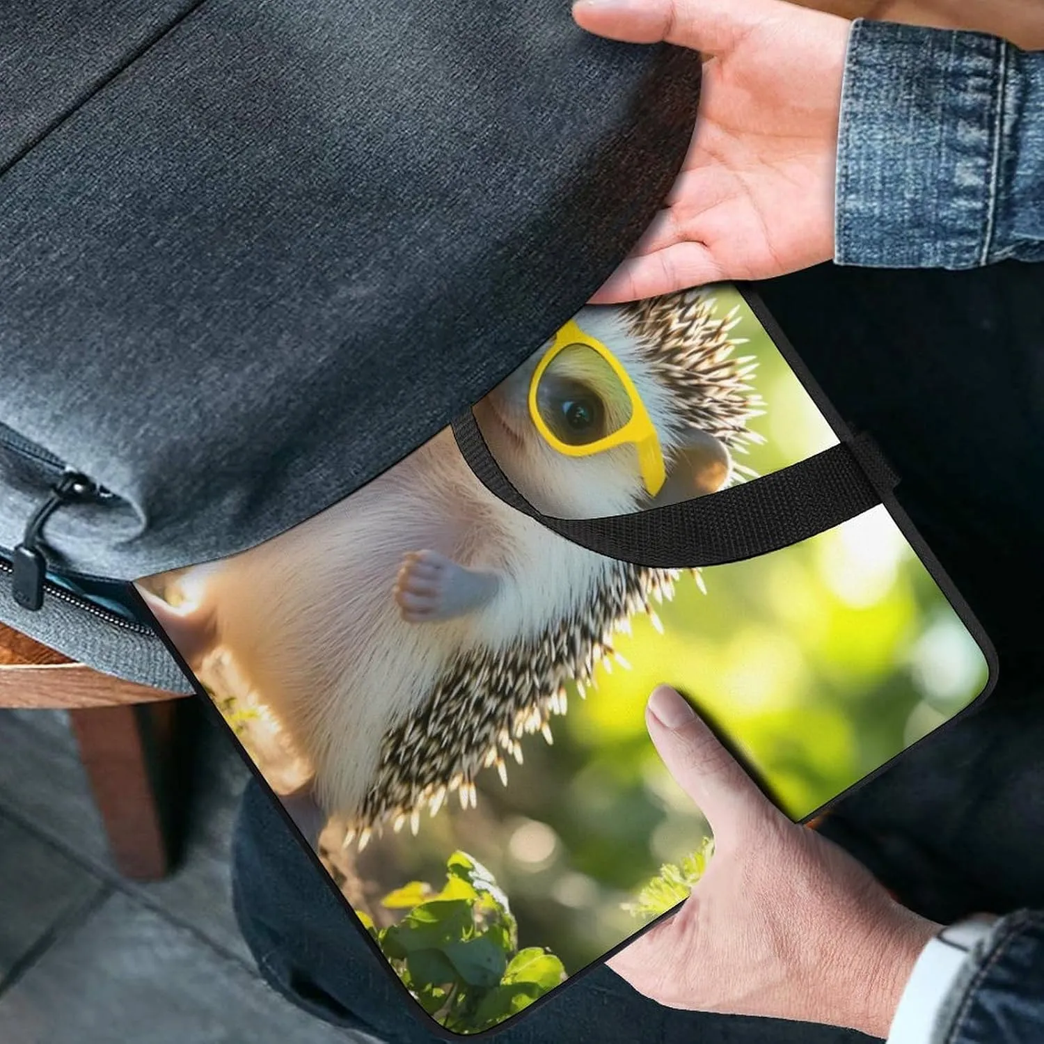 A Cool Hedgehog Wearing Glasses Laptop Sleeve Bag Computer Carrying Case Laptops Protective Cover for Travel Business