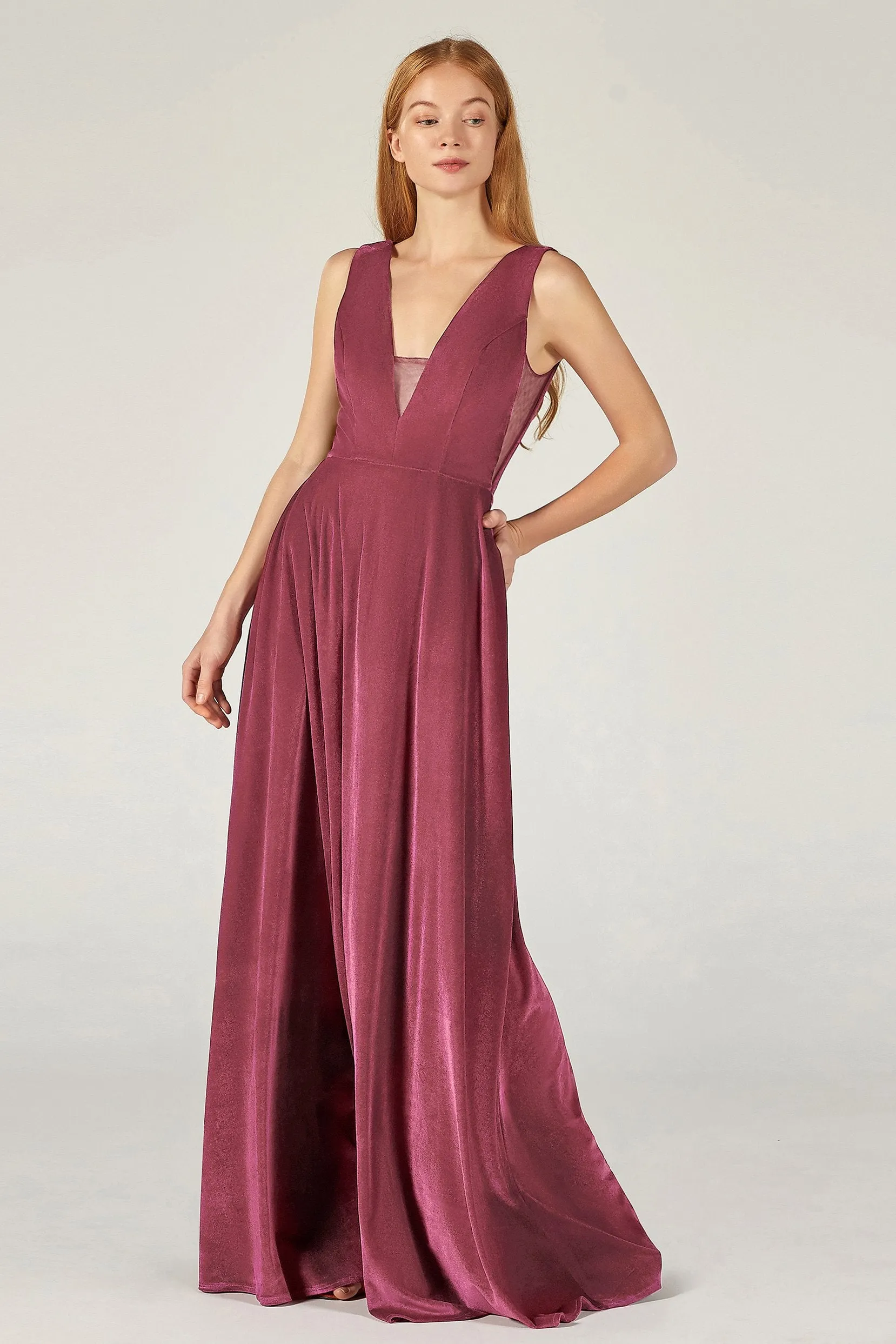 A-Line Floor Length Velvet Bridesmaid Dress CB0364
