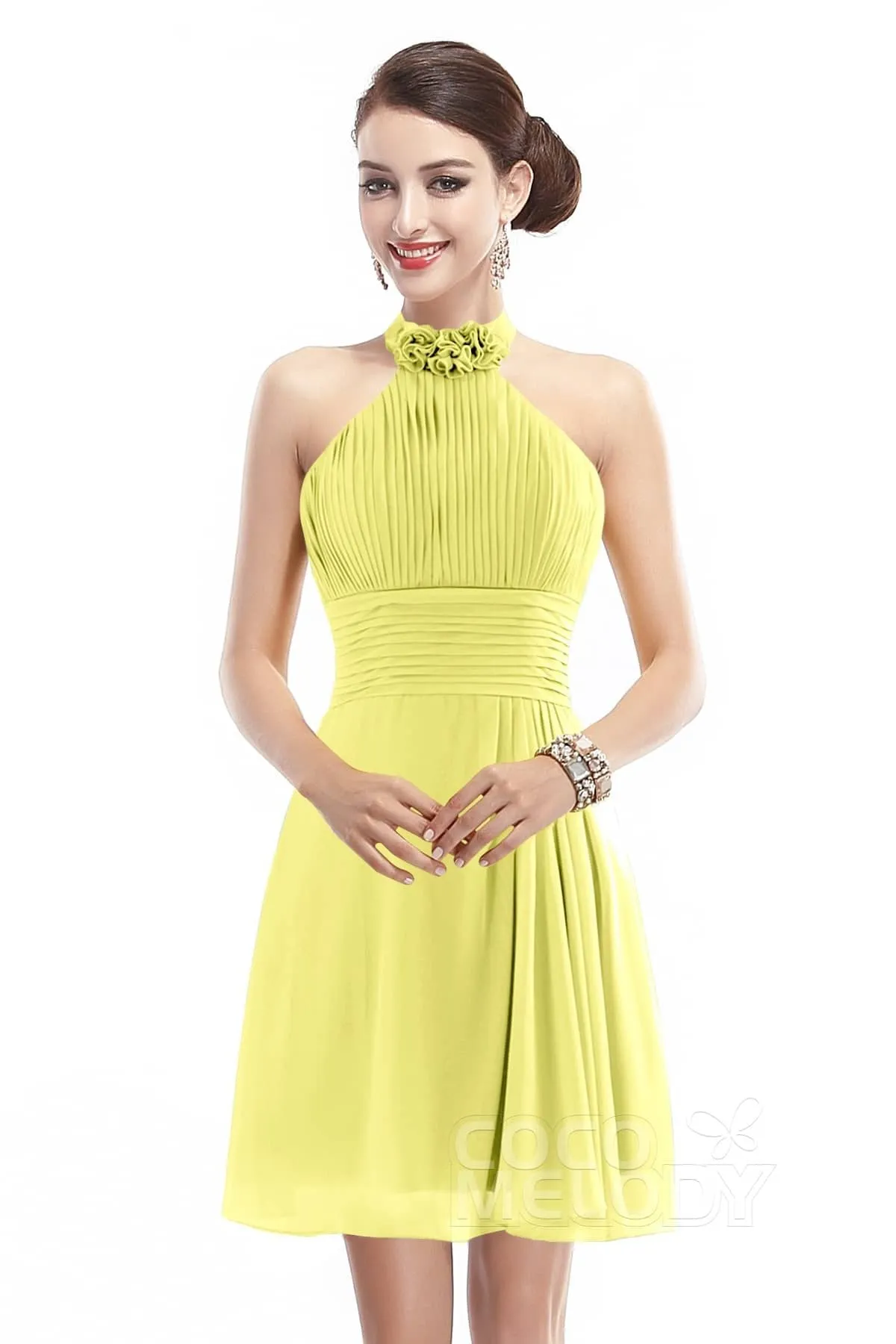 A-Line Short-Mini Chiffon Bridesmaid Dress COZK1401B
