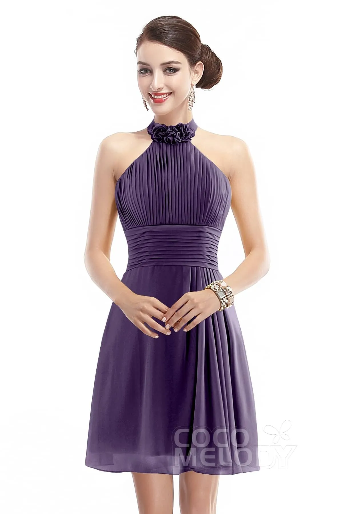 A-Line Short-Mini Chiffon Bridesmaid Dress COZK1401B