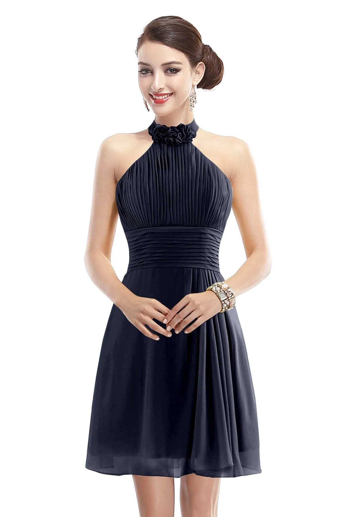 A-Line Short-Mini Chiffon Bridesmaid Dress COZK1401B