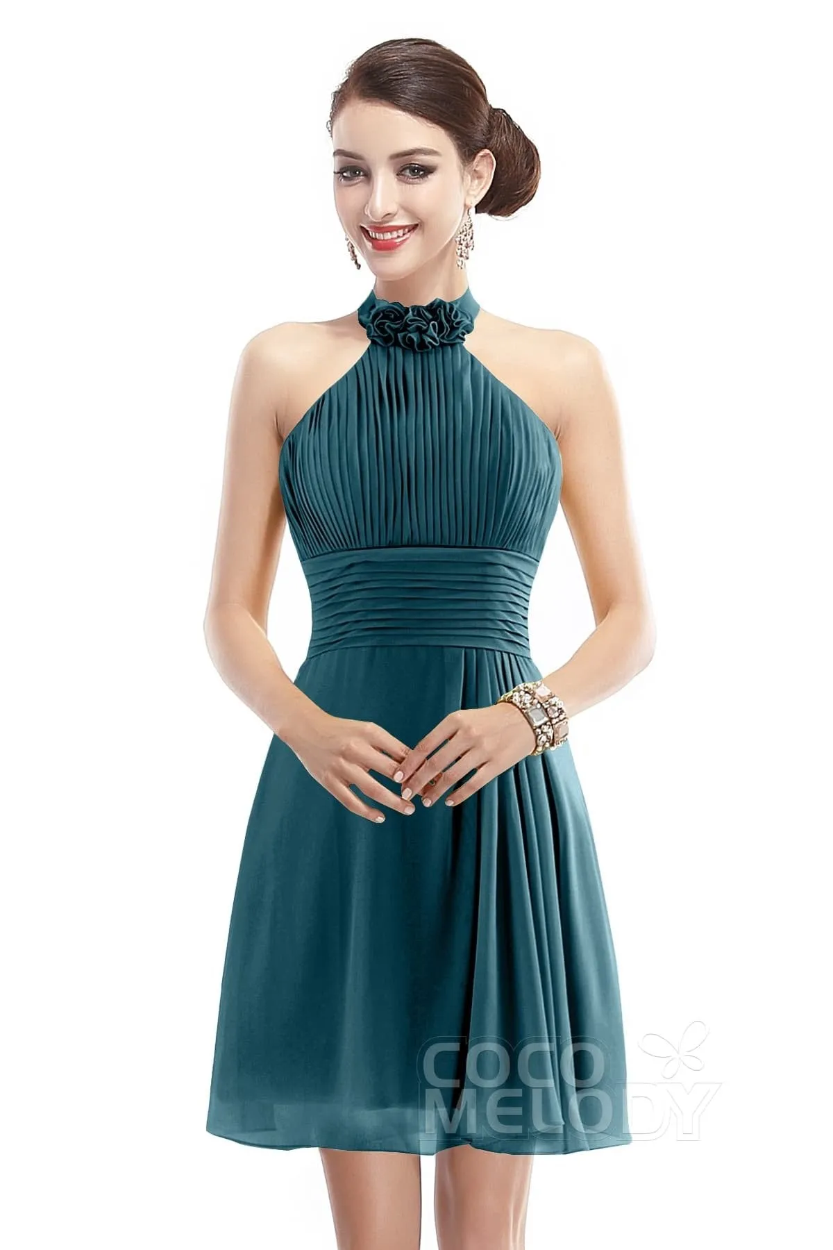 A-Line Short-Mini Chiffon Bridesmaid Dress COZK1401B