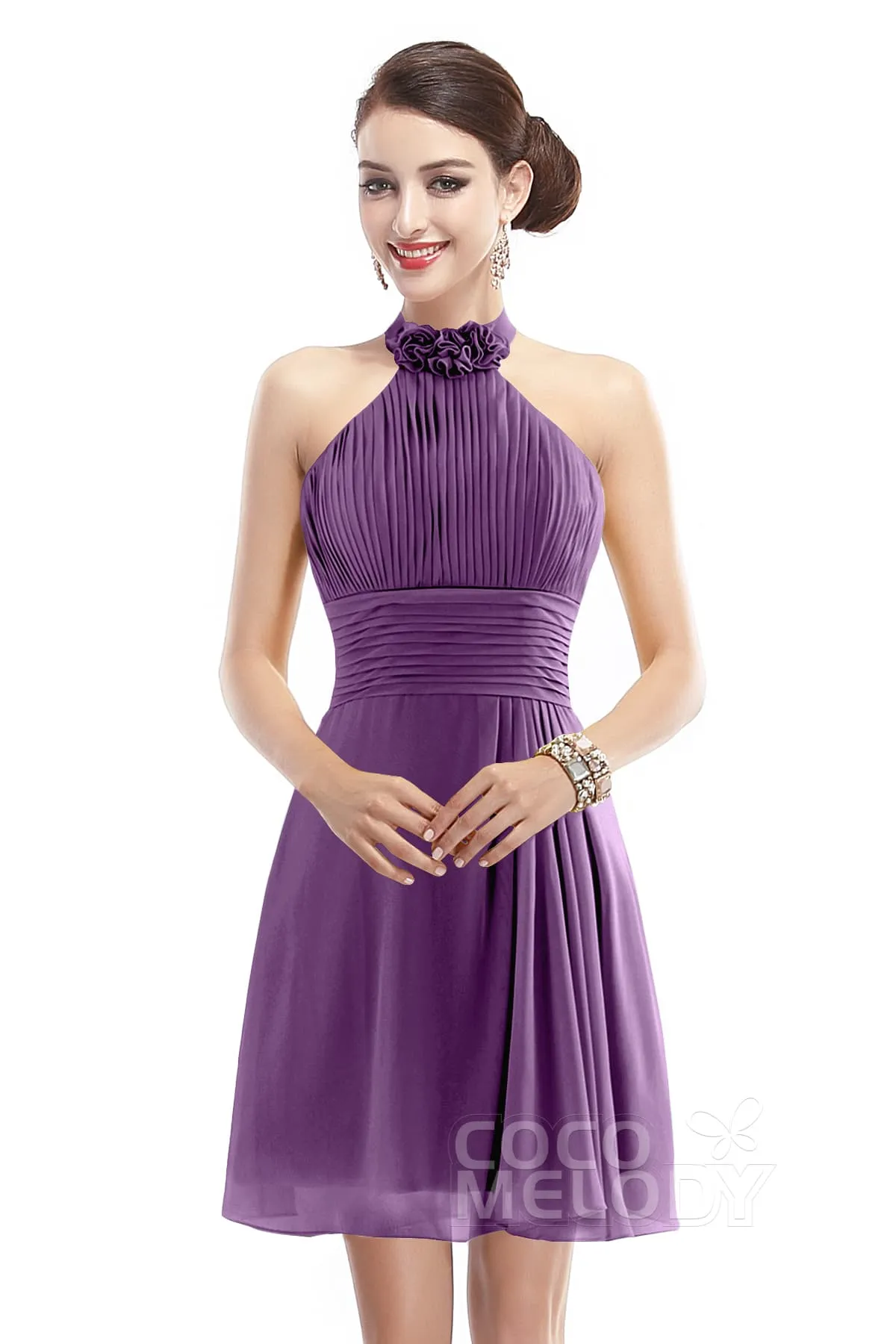 A-Line Short-Mini Chiffon Bridesmaid Dress COZK1401B