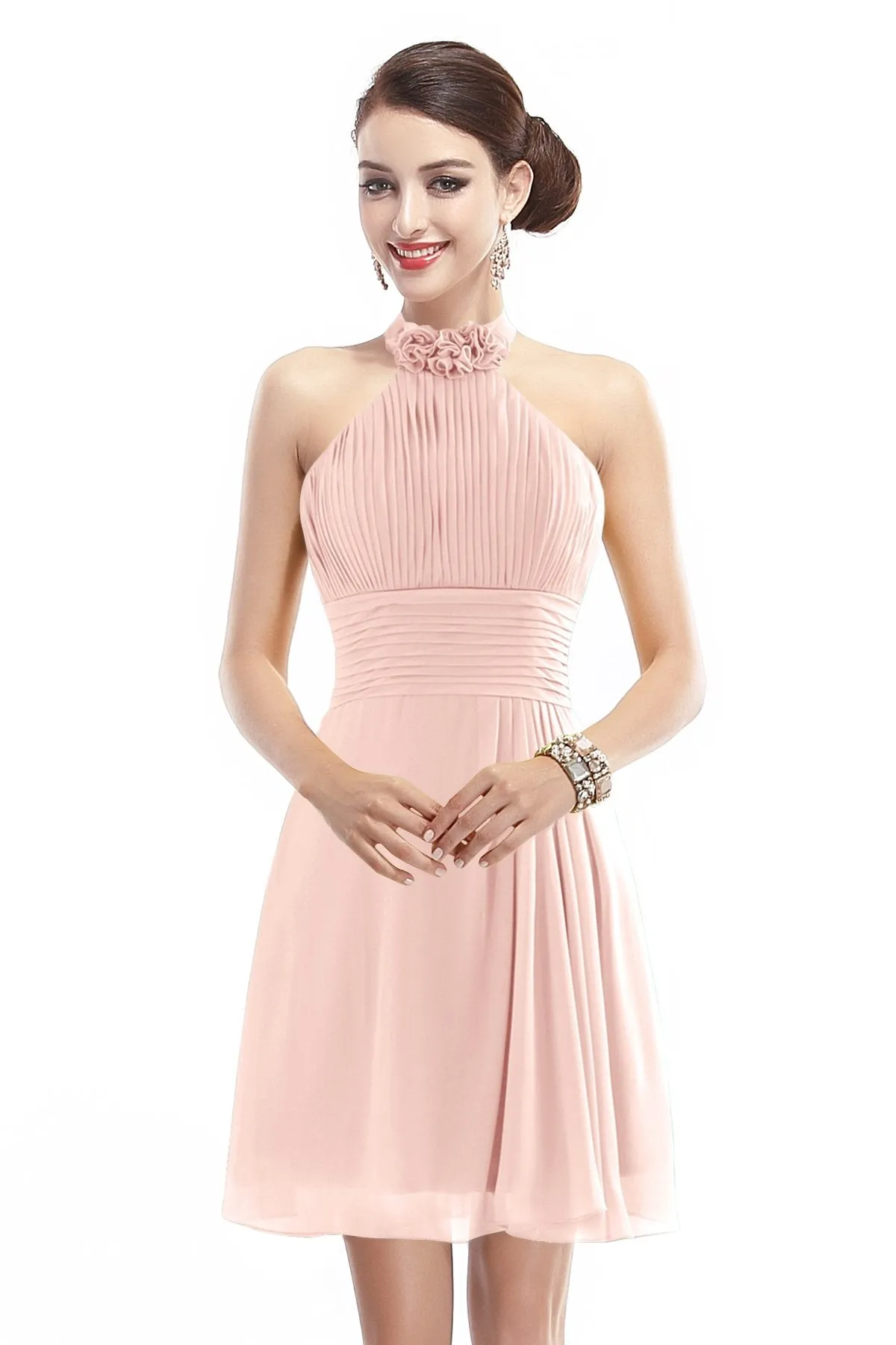 A-Line Short-Mini Chiffon Bridesmaid Dress COZK1401B