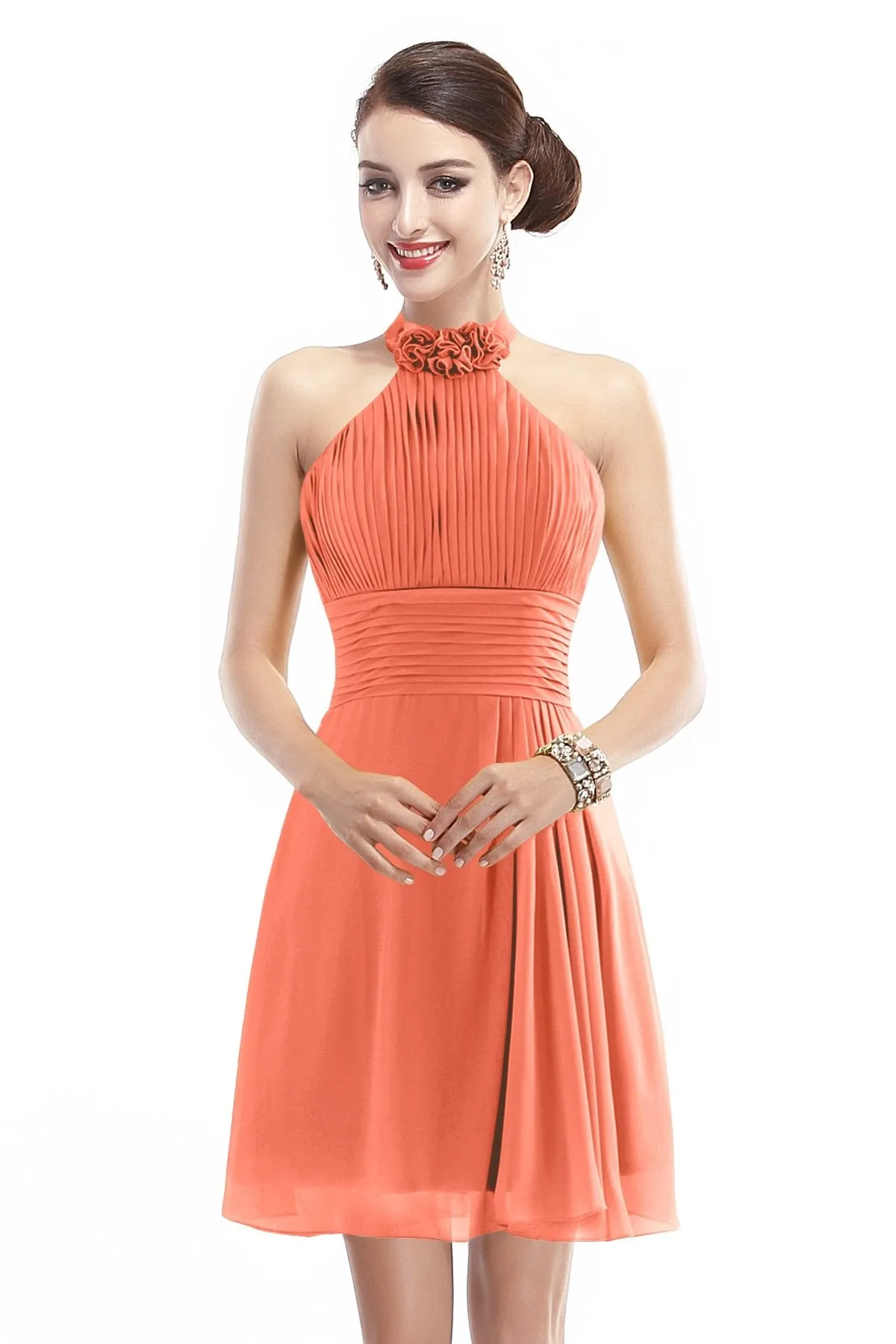 A-Line Short-Mini Chiffon Bridesmaid Dress COZK1401B