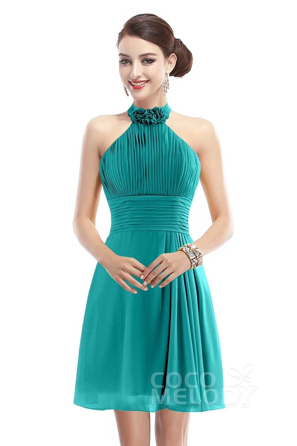 A-Line Short-Mini Chiffon Bridesmaid Dress COZK1401B