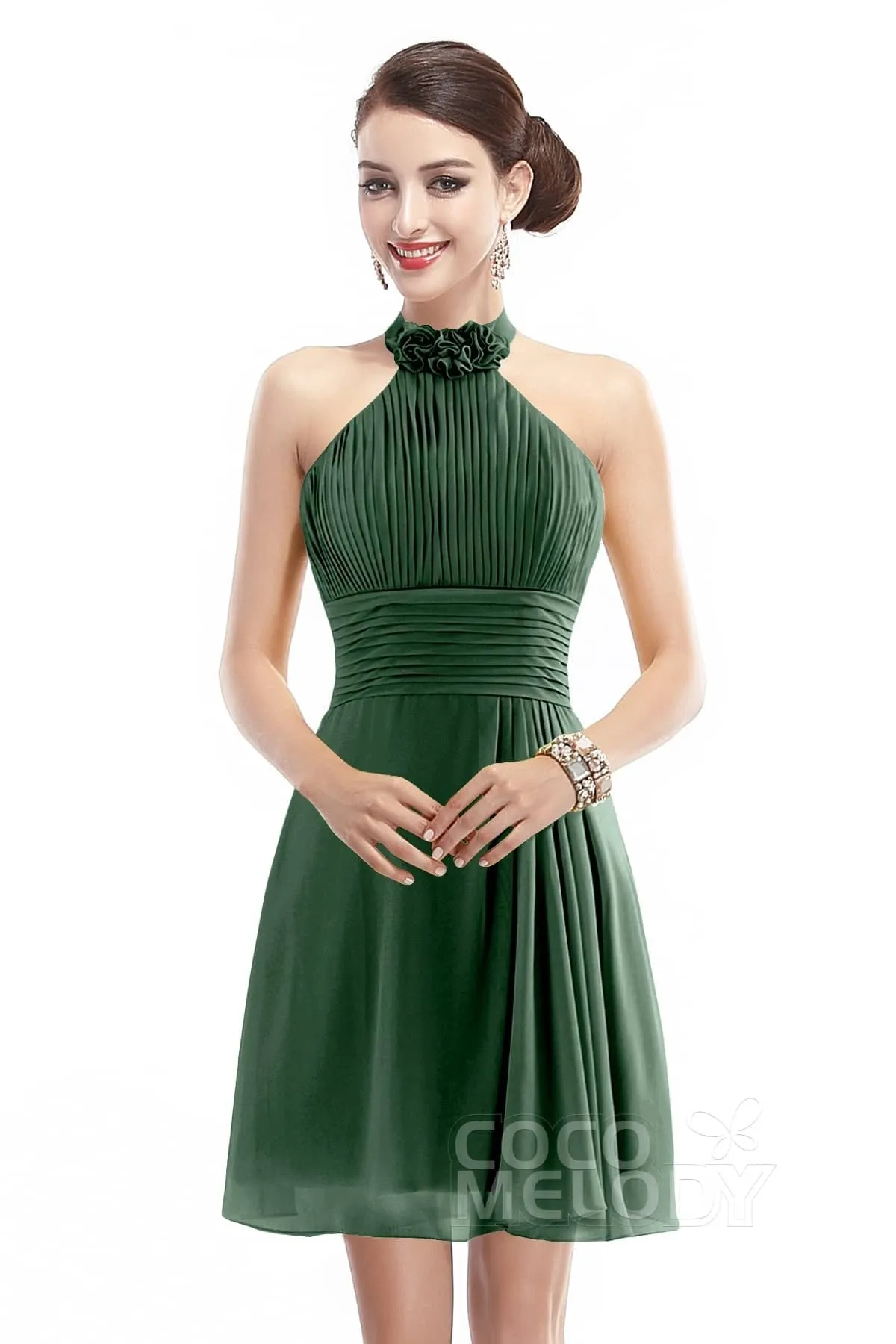 A-Line Short-Mini Chiffon Bridesmaid Dress COZK1401B