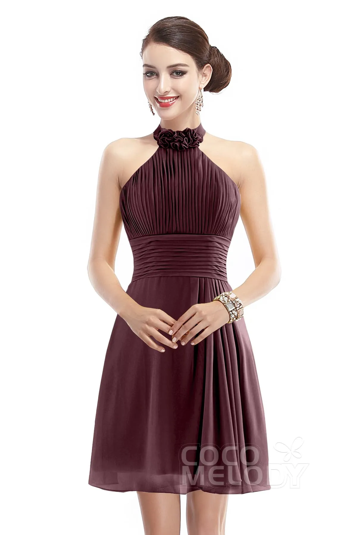 A-Line Short-Mini Chiffon Bridesmaid Dress COZK1401B