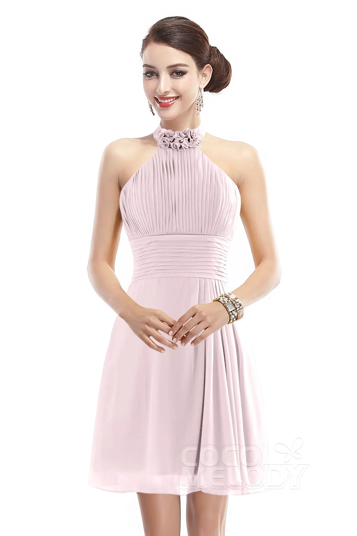 A-Line Short-Mini Chiffon Bridesmaid Dress COZK1401B