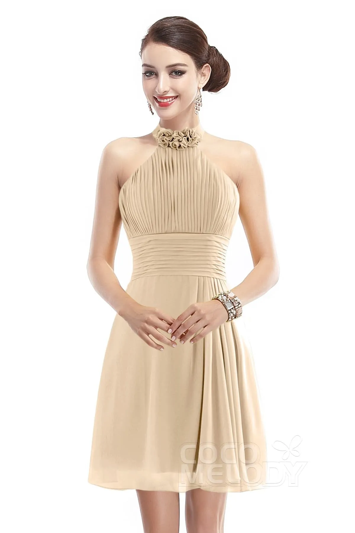 A-Line Short-Mini Chiffon Bridesmaid Dress COZK1401B