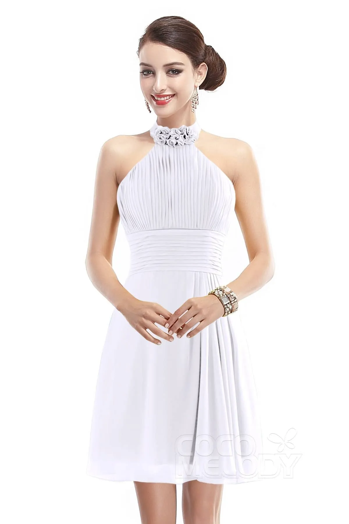 A-Line Short-Mini Chiffon Bridesmaid Dress COZK1401B