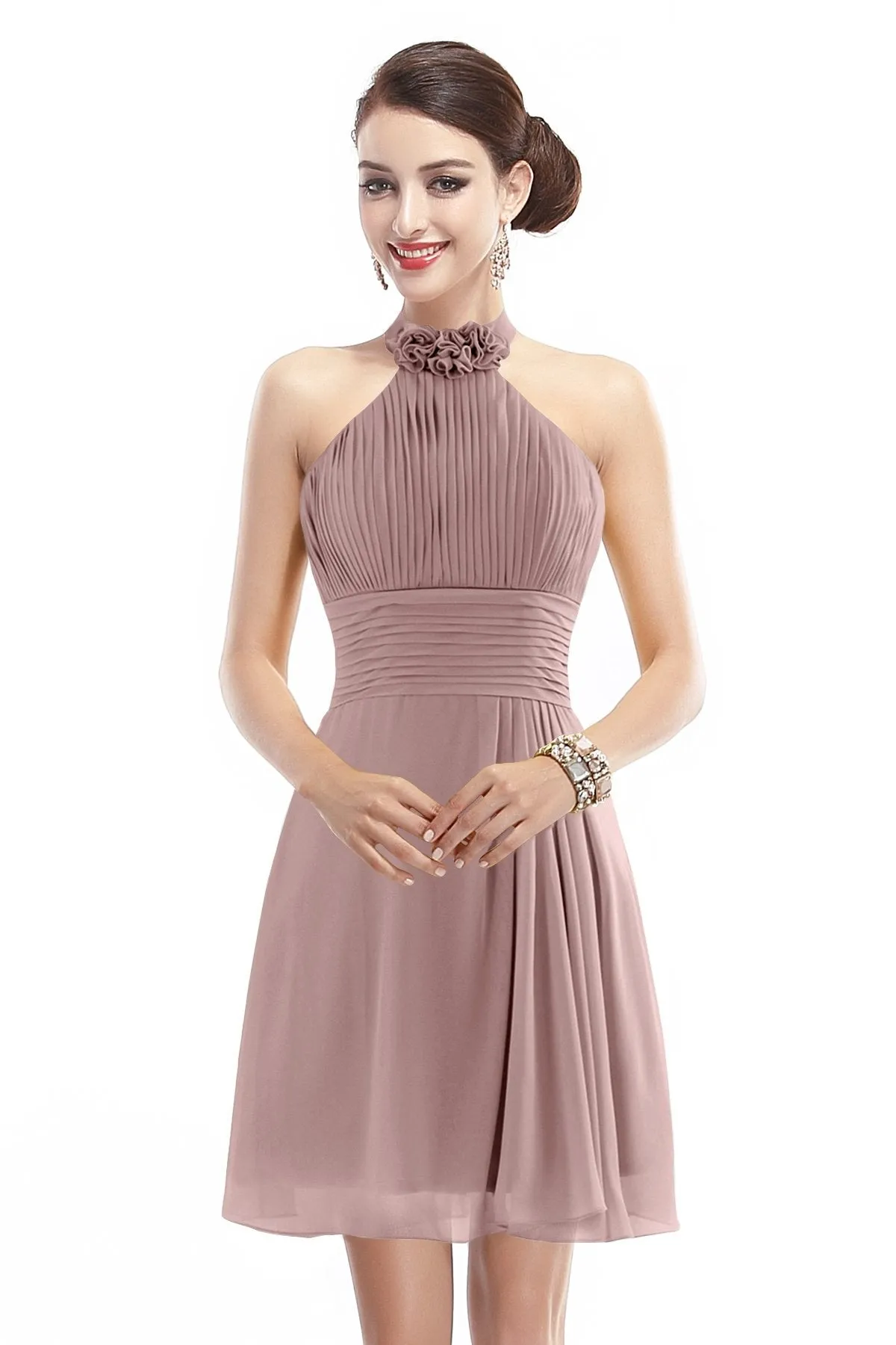 A-Line Short-Mini Chiffon Bridesmaid Dress COZK1401B