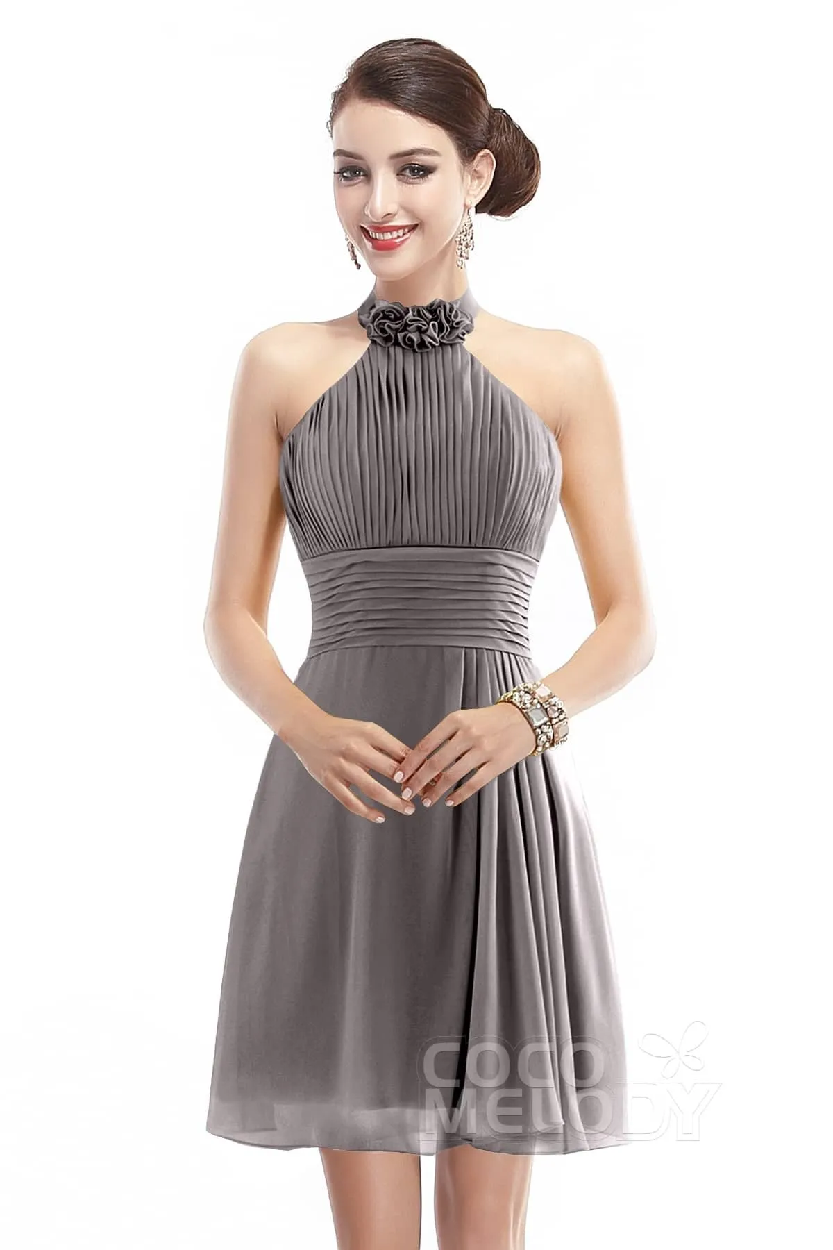 A-Line Short-Mini Chiffon Bridesmaid Dress COZK1401B