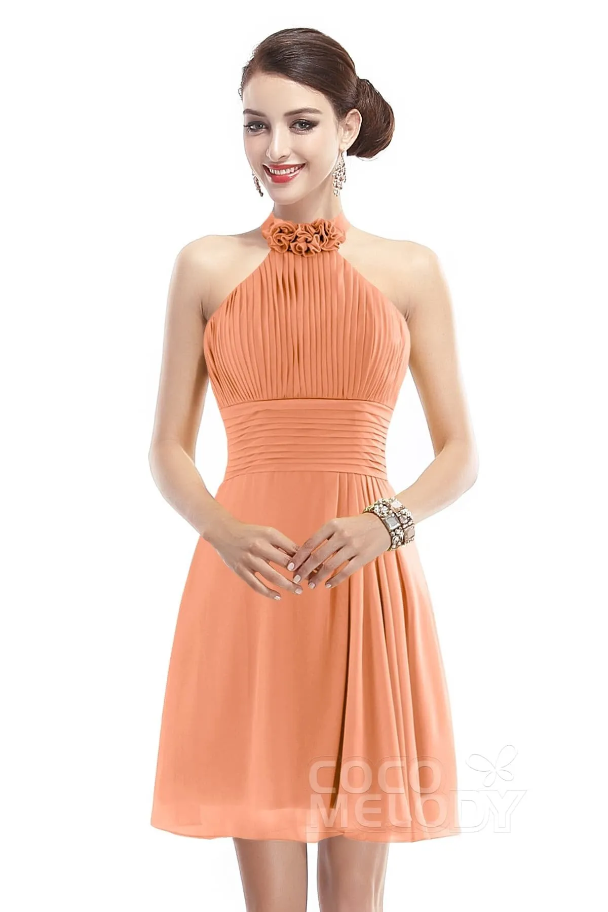 A-Line Short-Mini Chiffon Bridesmaid Dress COZK1401B