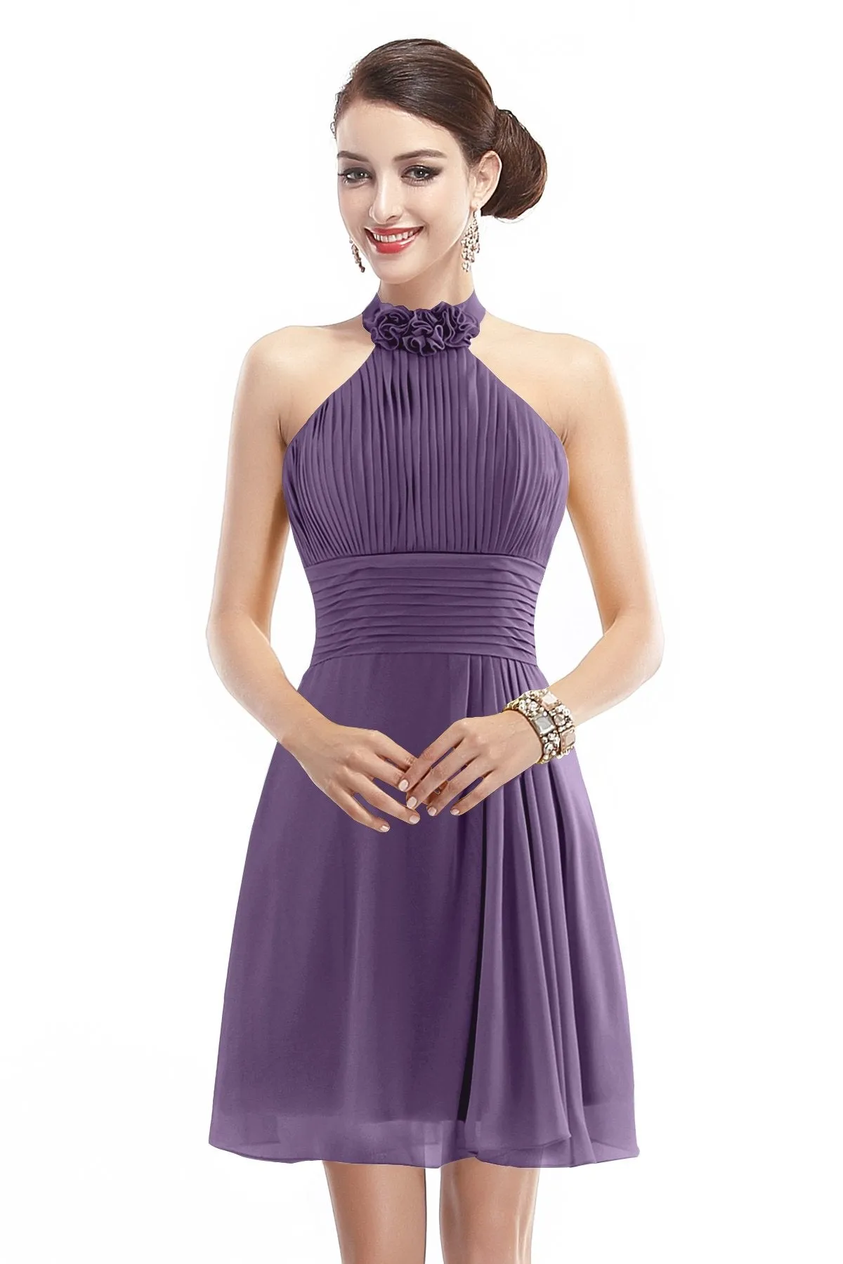 A-Line Short-Mini Chiffon Bridesmaid Dress COZK1401B
