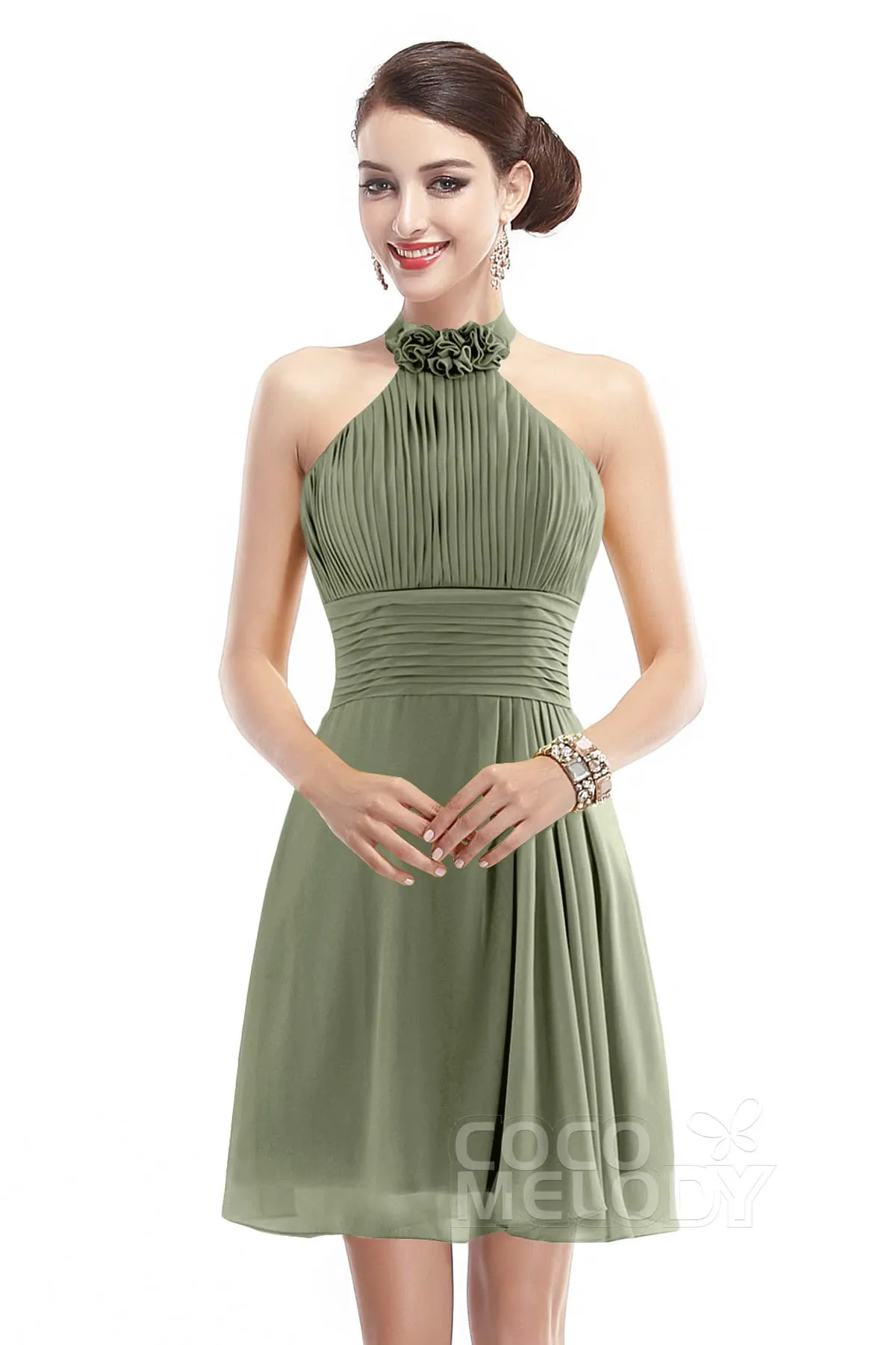 A-Line Short-Mini Chiffon Bridesmaid Dress COZK1401B