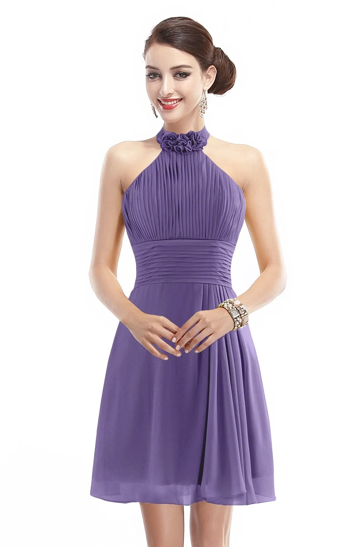 A-Line Short-Mini Chiffon Bridesmaid Dress COZK1401B