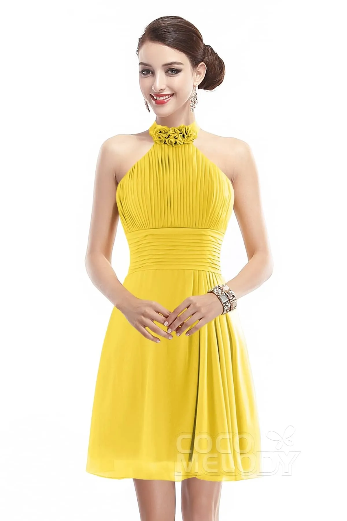 A-Line Short-Mini Chiffon Bridesmaid Dress COZK1401B