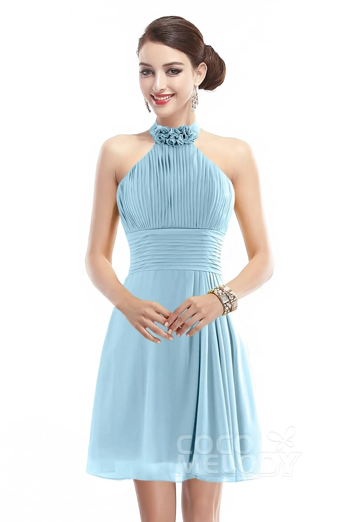 A-Line Short-Mini Chiffon Bridesmaid Dress COZK1401B
