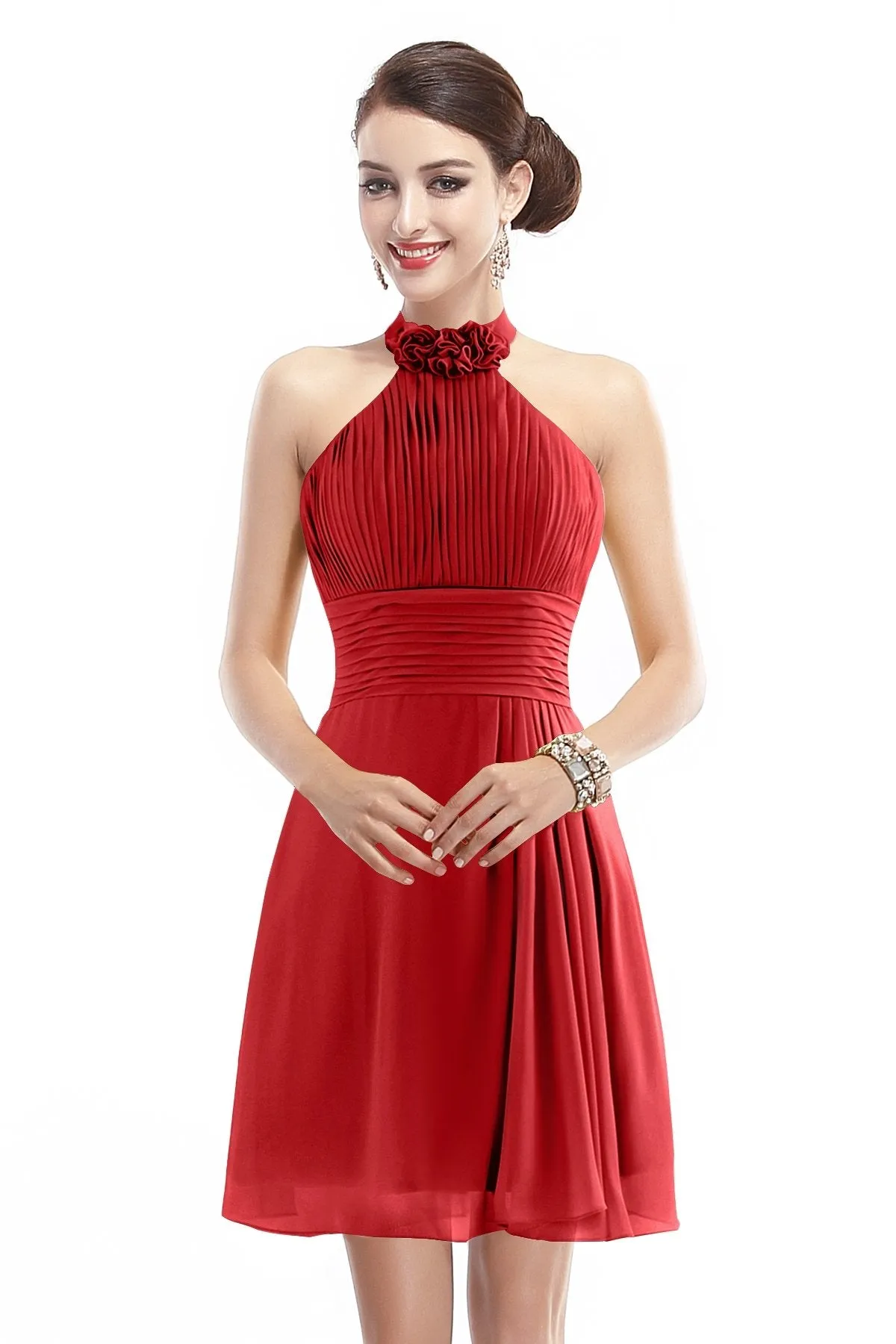 A-Line Short-Mini Chiffon Bridesmaid Dress COZK1401B