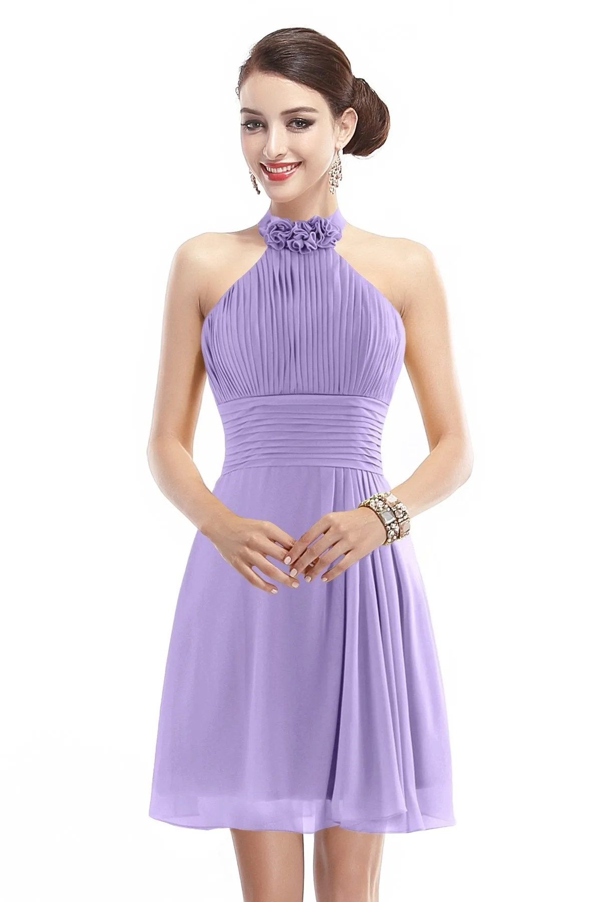 A-Line Short-Mini Chiffon Bridesmaid Dress COZK1401B