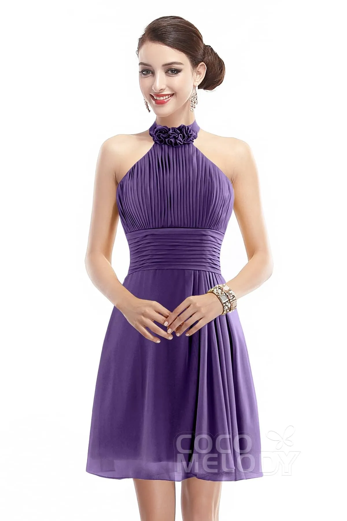 A-Line Short-Mini Chiffon Bridesmaid Dress COZK1401B