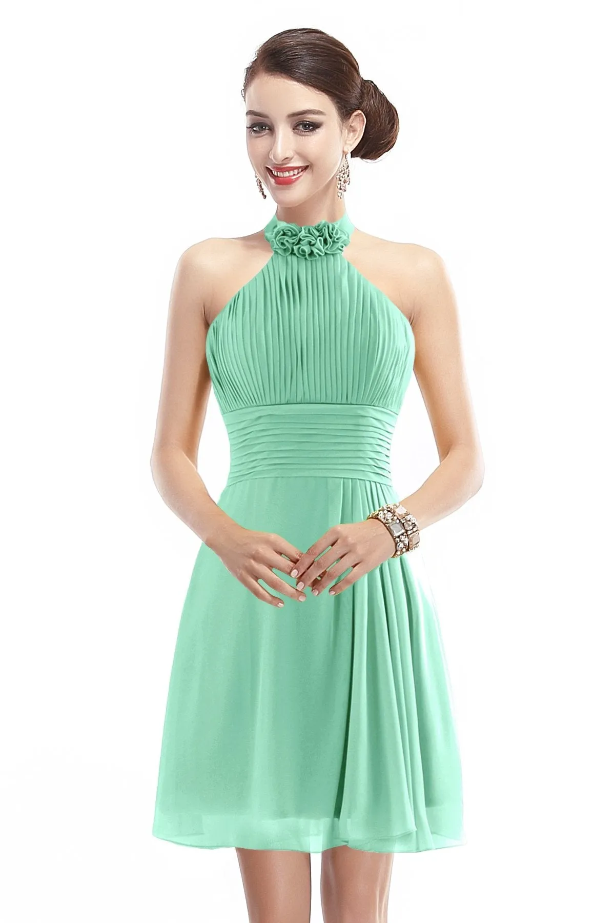 A-Line Short-Mini Chiffon Bridesmaid Dress COZK1401B