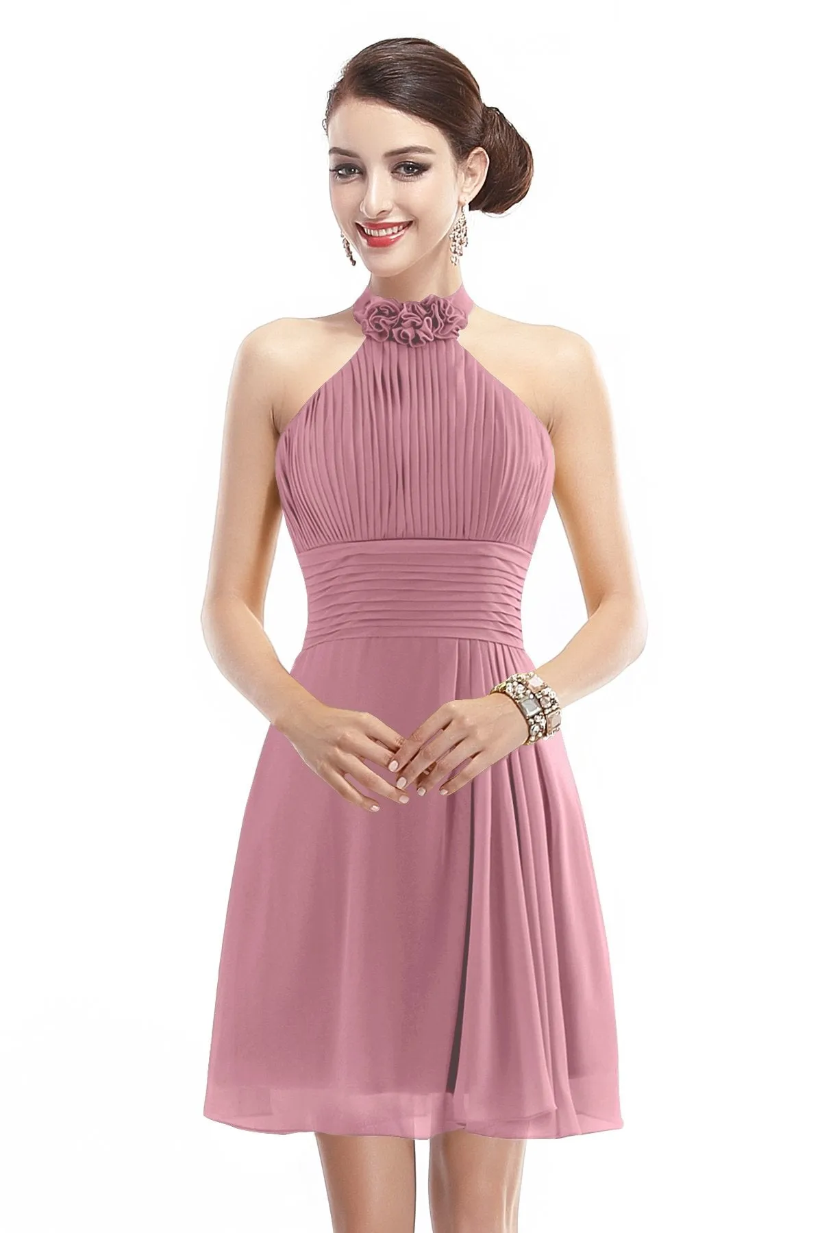 A-Line Short-Mini Chiffon Bridesmaid Dress COZK1401B