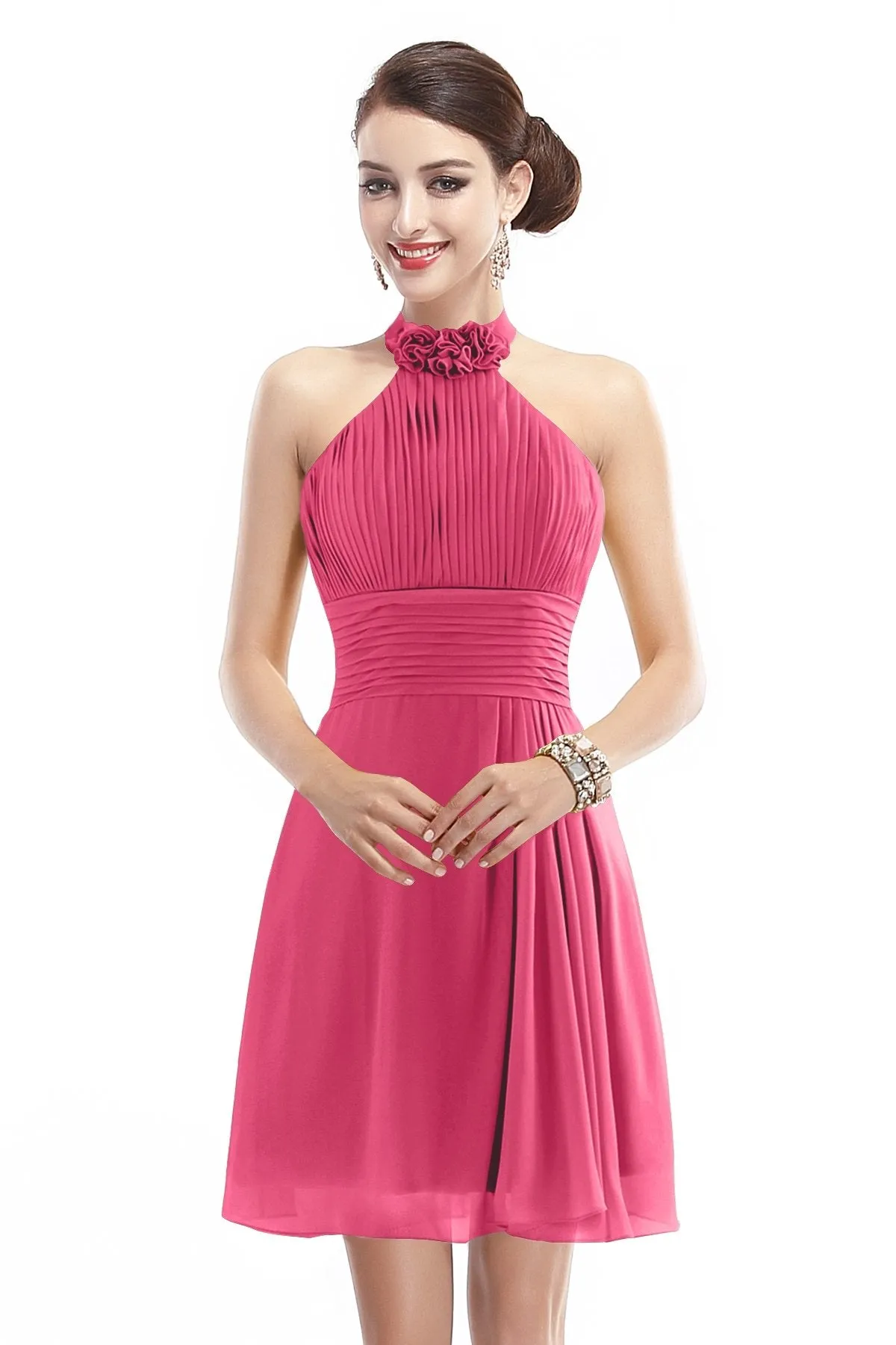 A-Line Short-Mini Chiffon Bridesmaid Dress COZK1401B
