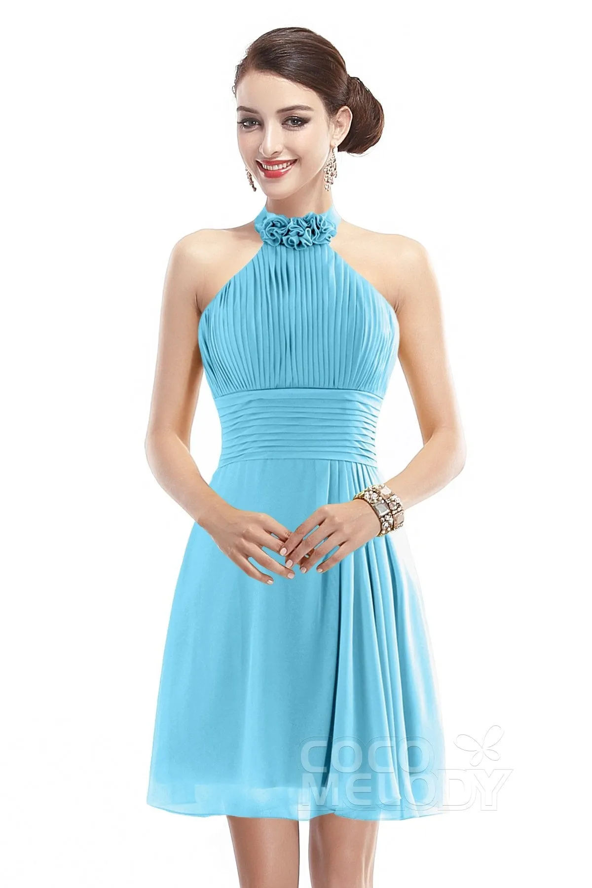 A-Line Short-Mini Chiffon Bridesmaid Dress COZK1401B