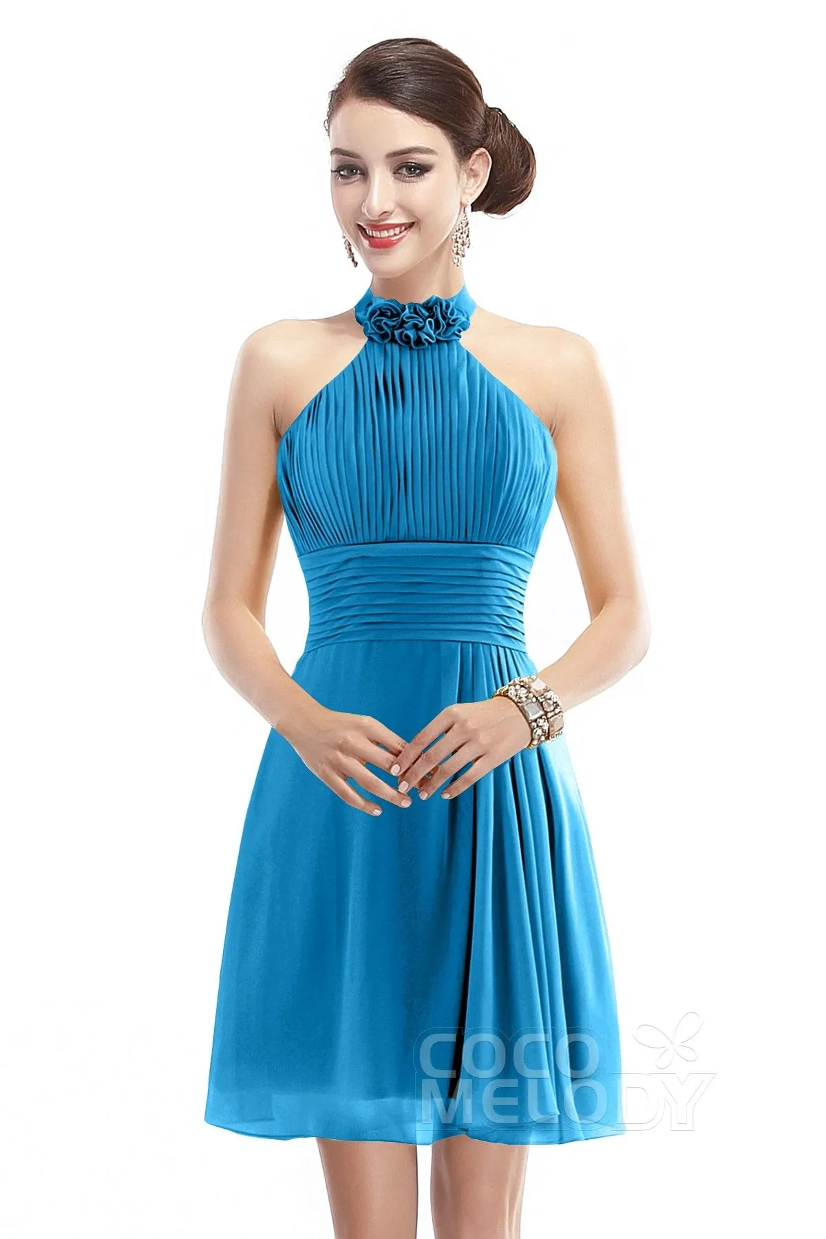 A-Line Short-Mini Chiffon Bridesmaid Dress COZK1401B