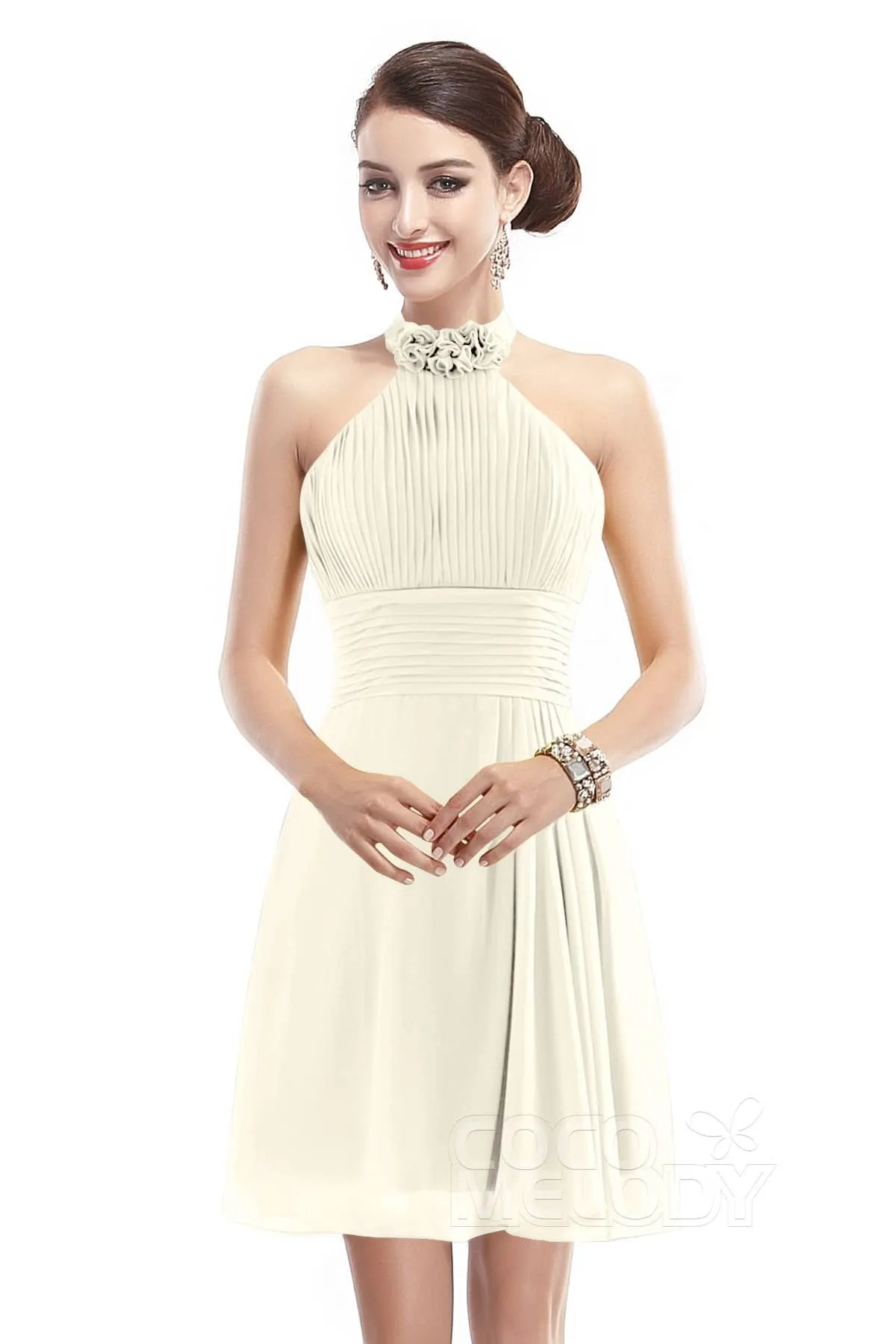 A-Line Short-Mini Chiffon Bridesmaid Dress COZK1401B
