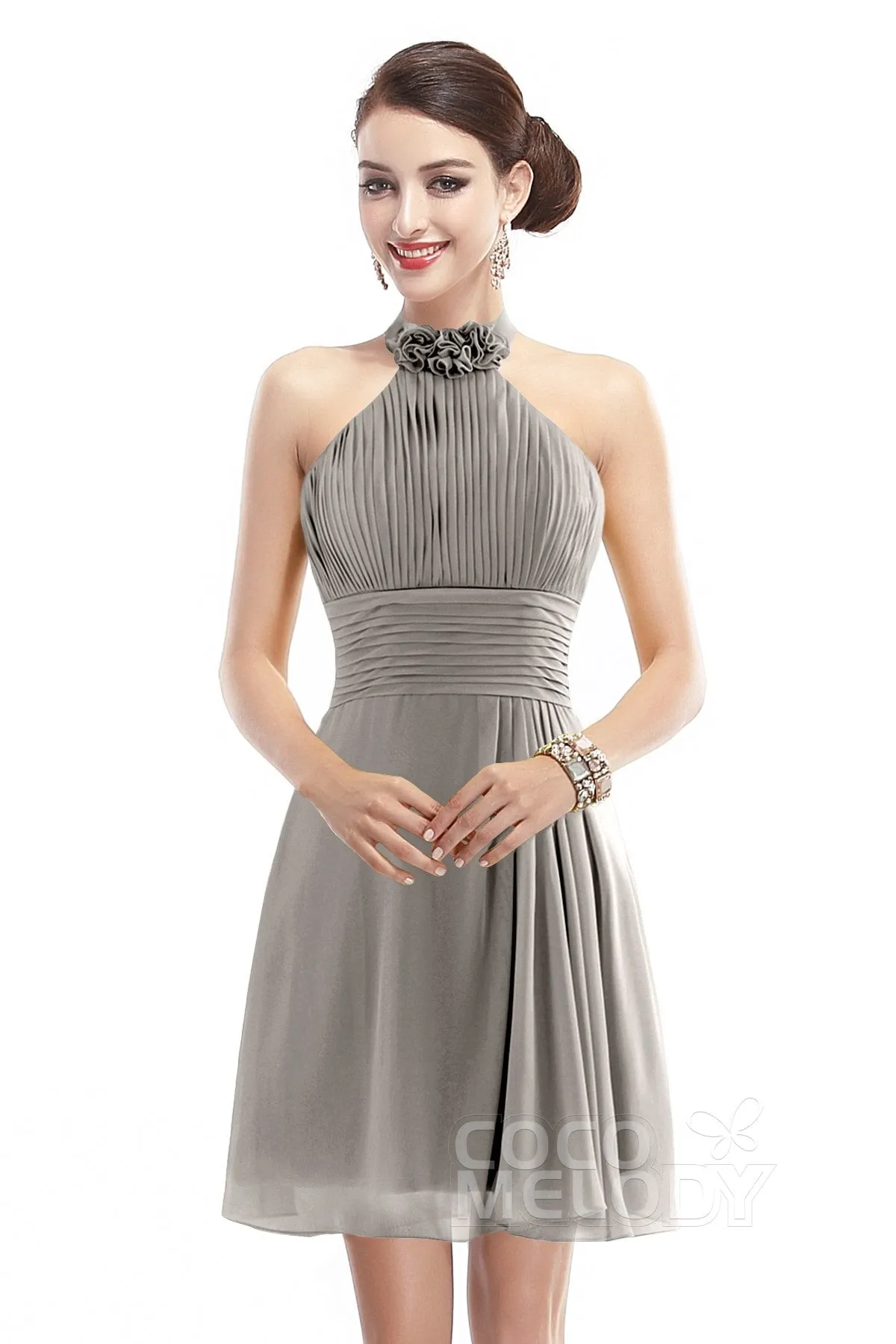 A-Line Short-Mini Chiffon Bridesmaid Dress COZK1401B