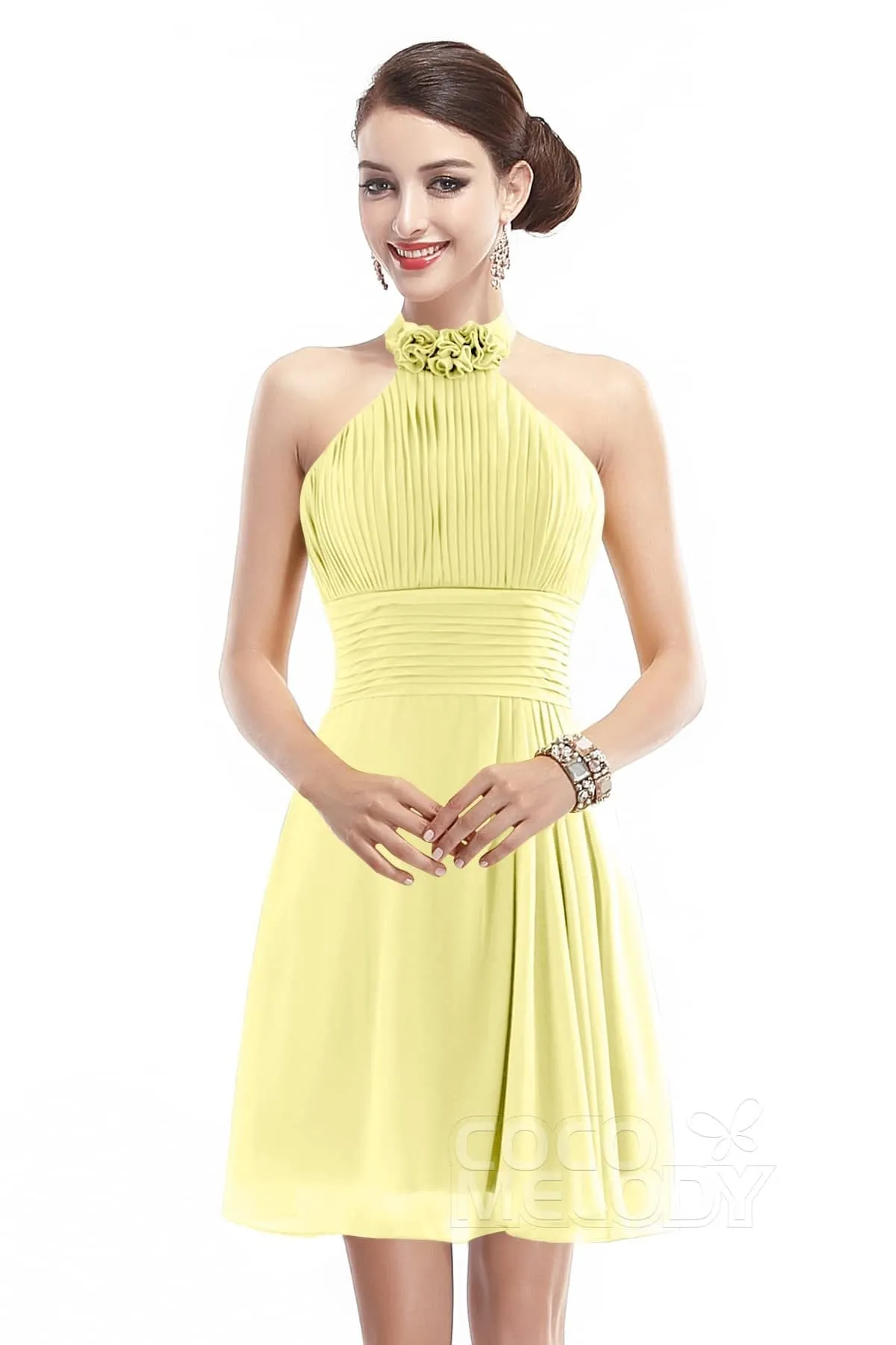 A-Line Short-Mini Chiffon Bridesmaid Dress COZK1401B