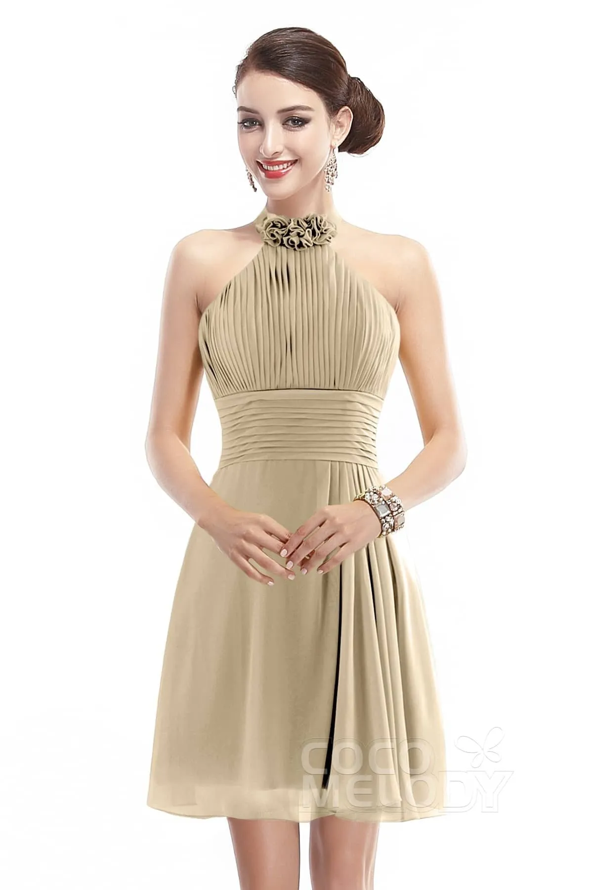 A-Line Short-Mini Chiffon Bridesmaid Dress COZK1401B