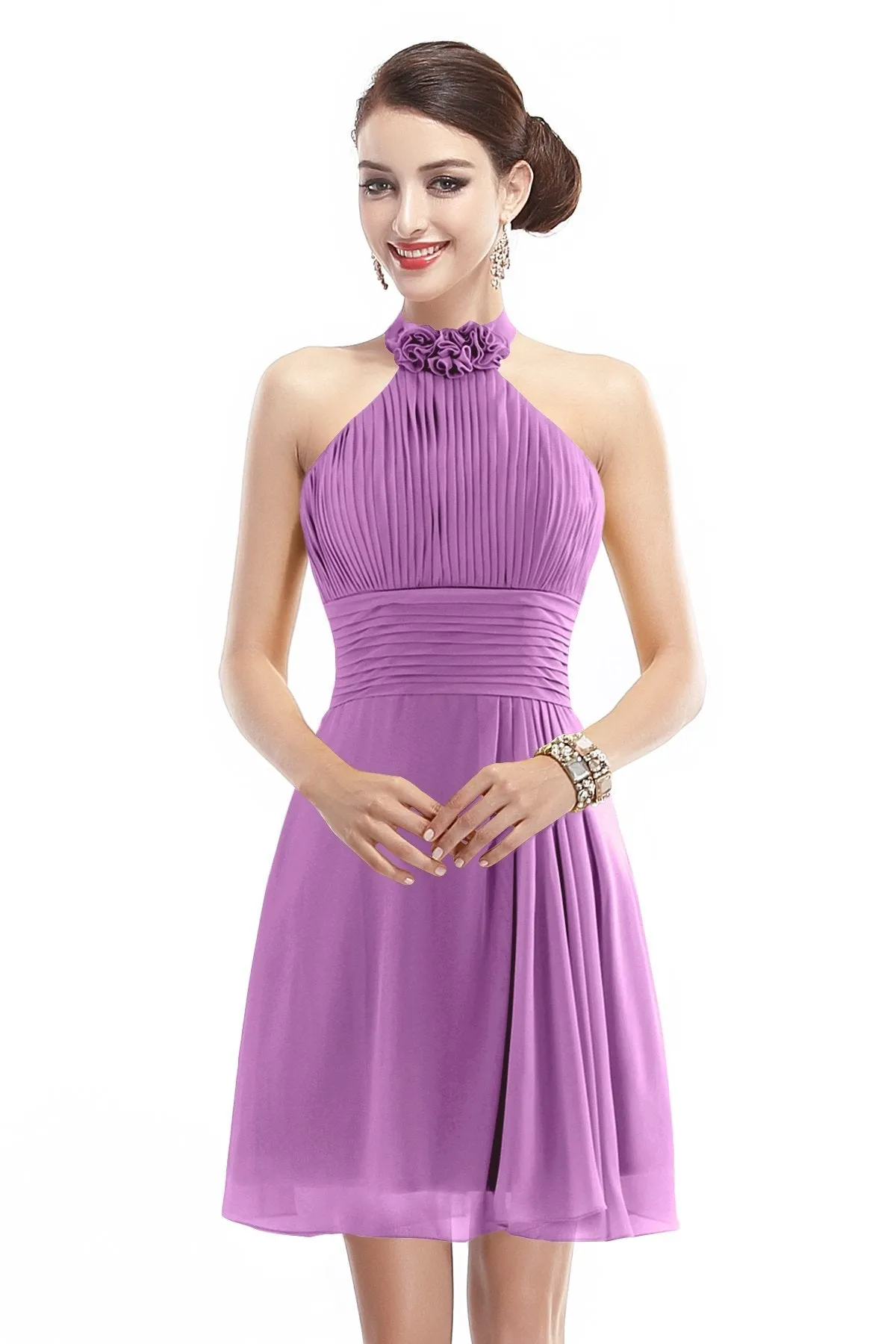 A-Line Short-Mini Chiffon Bridesmaid Dress COZK1401B