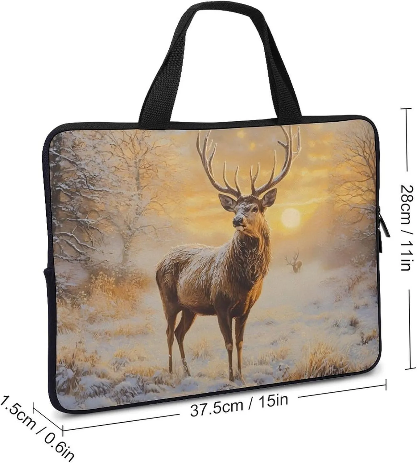 A Majestic Deer with Antlers Laptop Sleeve Bag Computer Carrying Case Laptops Protective Cover for Travel Business