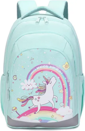 Abshoo Cute Kids Backpack For Girls Kindergarten Elementary Unicorn School Backpacks With Chest Strap (Unicorn Teal)