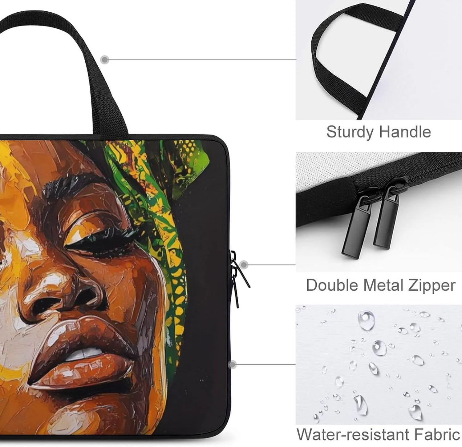 African Woman Laptop Sleeve Bag Computer Carrying Case Laptops Protective Cover for Travel Business