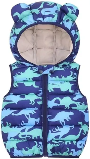 AIWUHE Baby Boys Girls Hooded Puffer Vest Winter Lightweight Sleeveless Bear ears Zipper Up Jacket