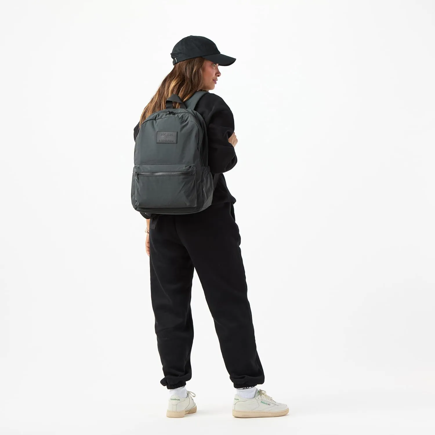 ALOHA Collection Keep It Light Nylon Backpack - Lightweight, Comfortable, Water-Resistant Carry On Backpack-Padded Laptop Sleeve   Side Pockets. Trolley Sleeve for Easy Travel in Black