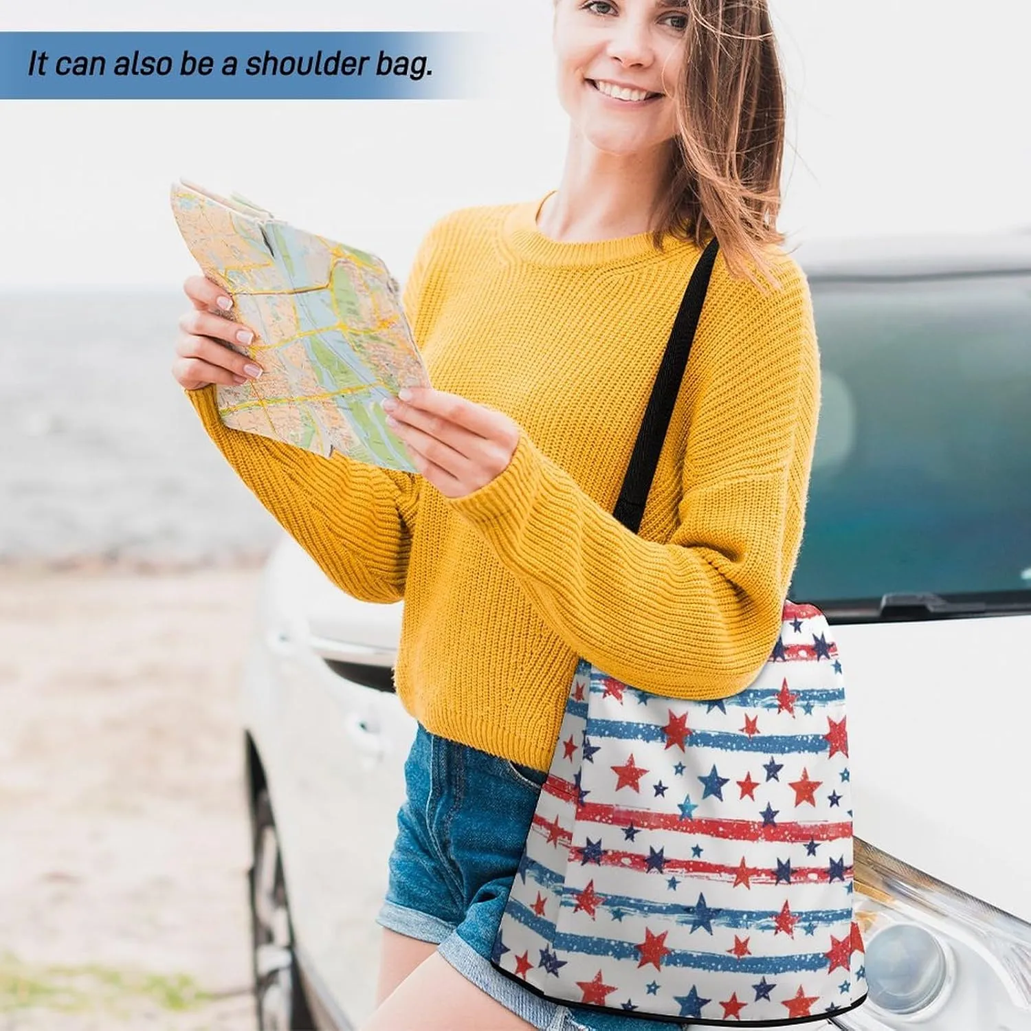 American Flag Stars Women Backpack Purse Anti-theft Casual Shoulder Bag Fashion Lightweight Ladies Carry On Bags