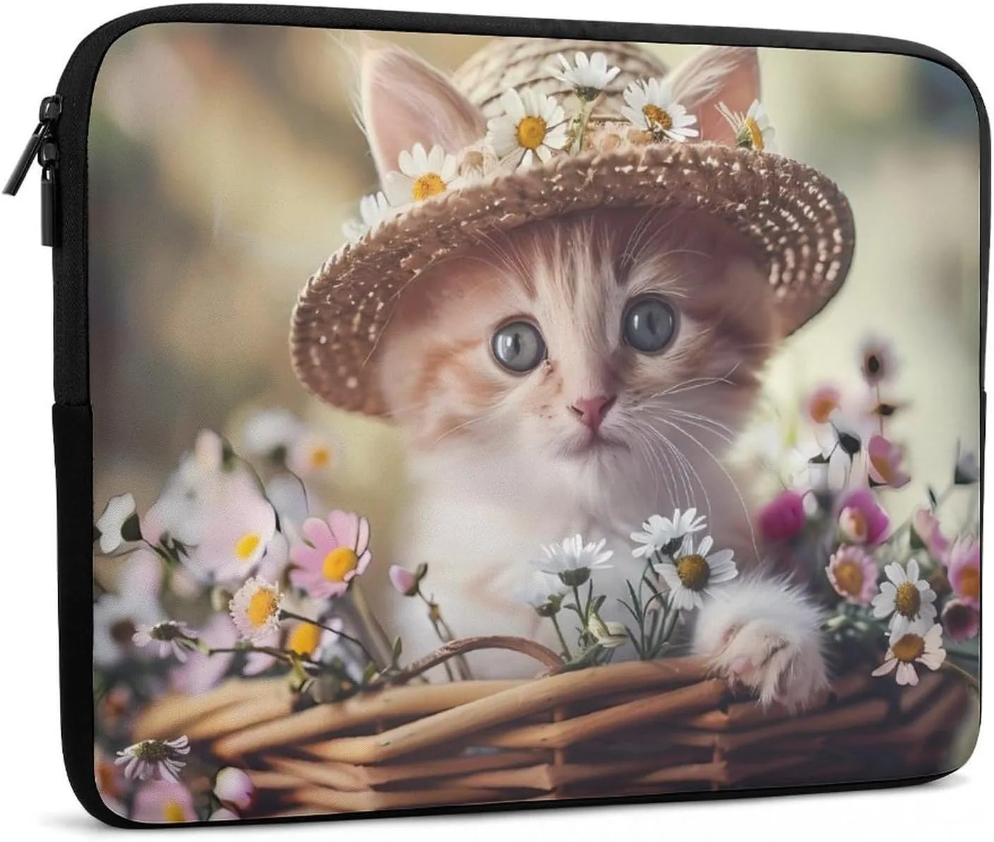 Animal Basket Cat Laptop Sleeve Case Protective Computer Bag Carrying Briefcase for Men Women