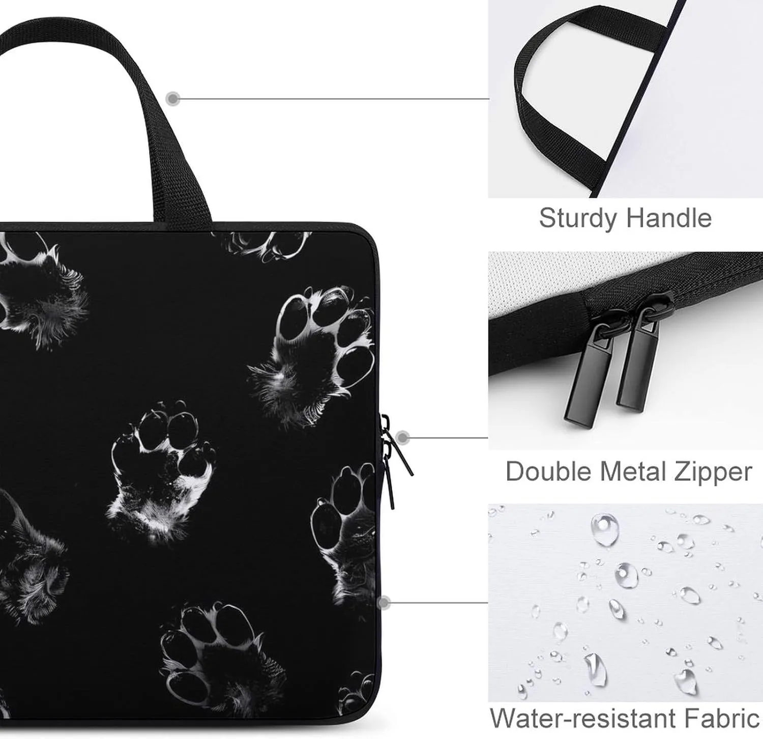 Animal Paw Prints Laptop Sleeve Portable Waterproof Computer Bag Pouch Handbag Protective Sleeve