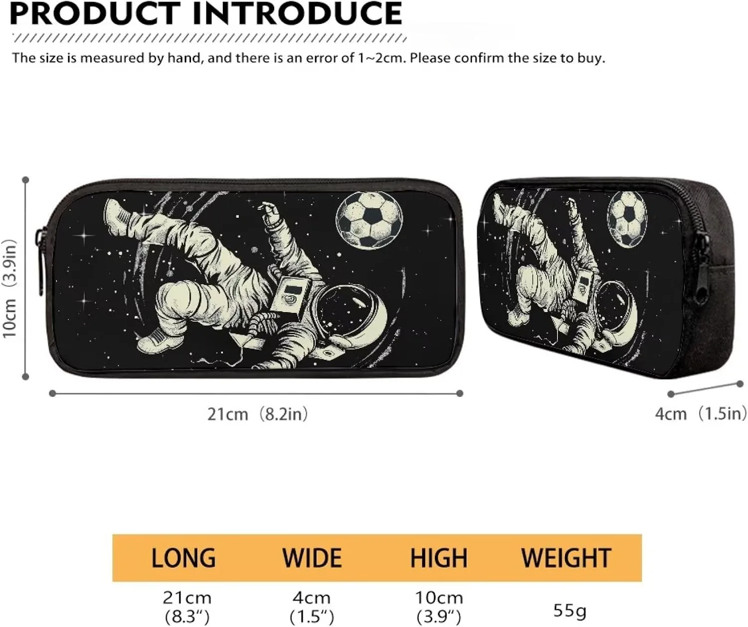 Astronaut Backpack for Boys Soccer Backpack and Lunch Box Set Cool Pencil Pouch School Bag for Kids Insulated Lunch Box with Zipper Pockets