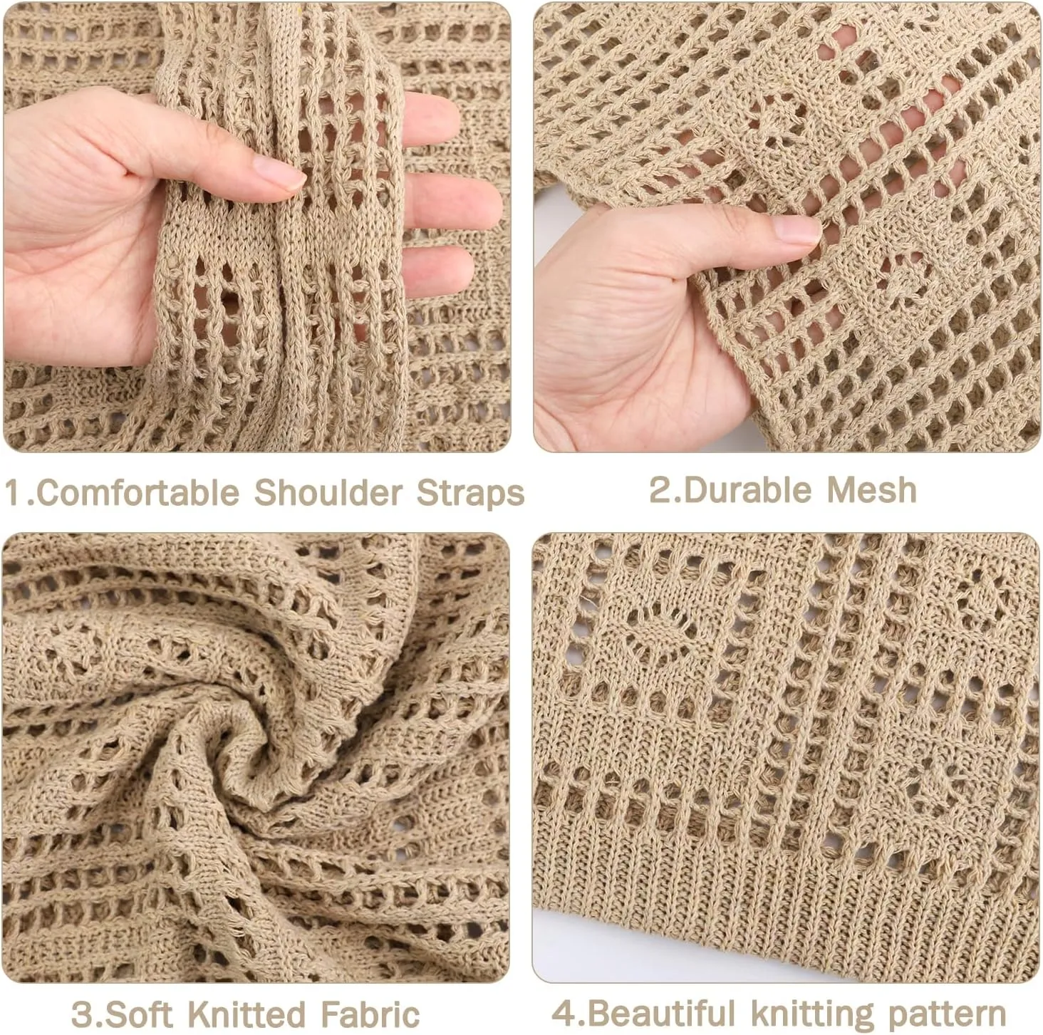 Ayieyill Crochet Tote Bag For Women, Crochet Mesh Beach Tote Bag Summer Vacation Aesthetic Boho Knit Bag for Women